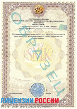 Образец сертификата соответствия (приложение) Великий Устюг Сертификат ISO 13485