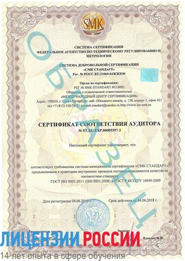 Образец сертификата соответствия аудитора №ST.RU.EXP.00005397-3 Великий Устюг Сертификат ISO/TS 16949