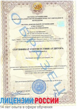 Образец сертификата соответствия аудитора №ST.RU.EXP.00006191-2 Великий Устюг Сертификат ISO 50001