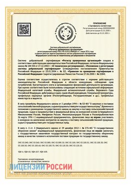 Приложение к сертификату для ИП Великий Устюг Сертификат СТО 03.080.02033720.1-2020